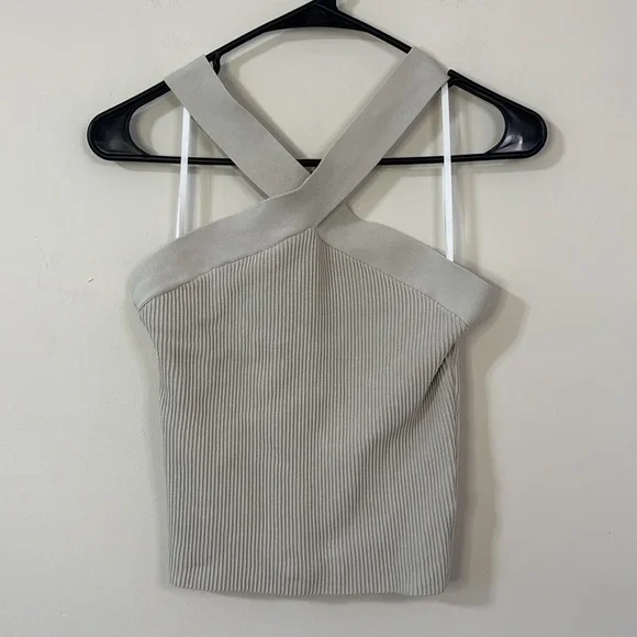 Aritzia Babaton Sculpt Knit Criss Cross Tank Matte Pearl Size Medium - Picture 2 of 8